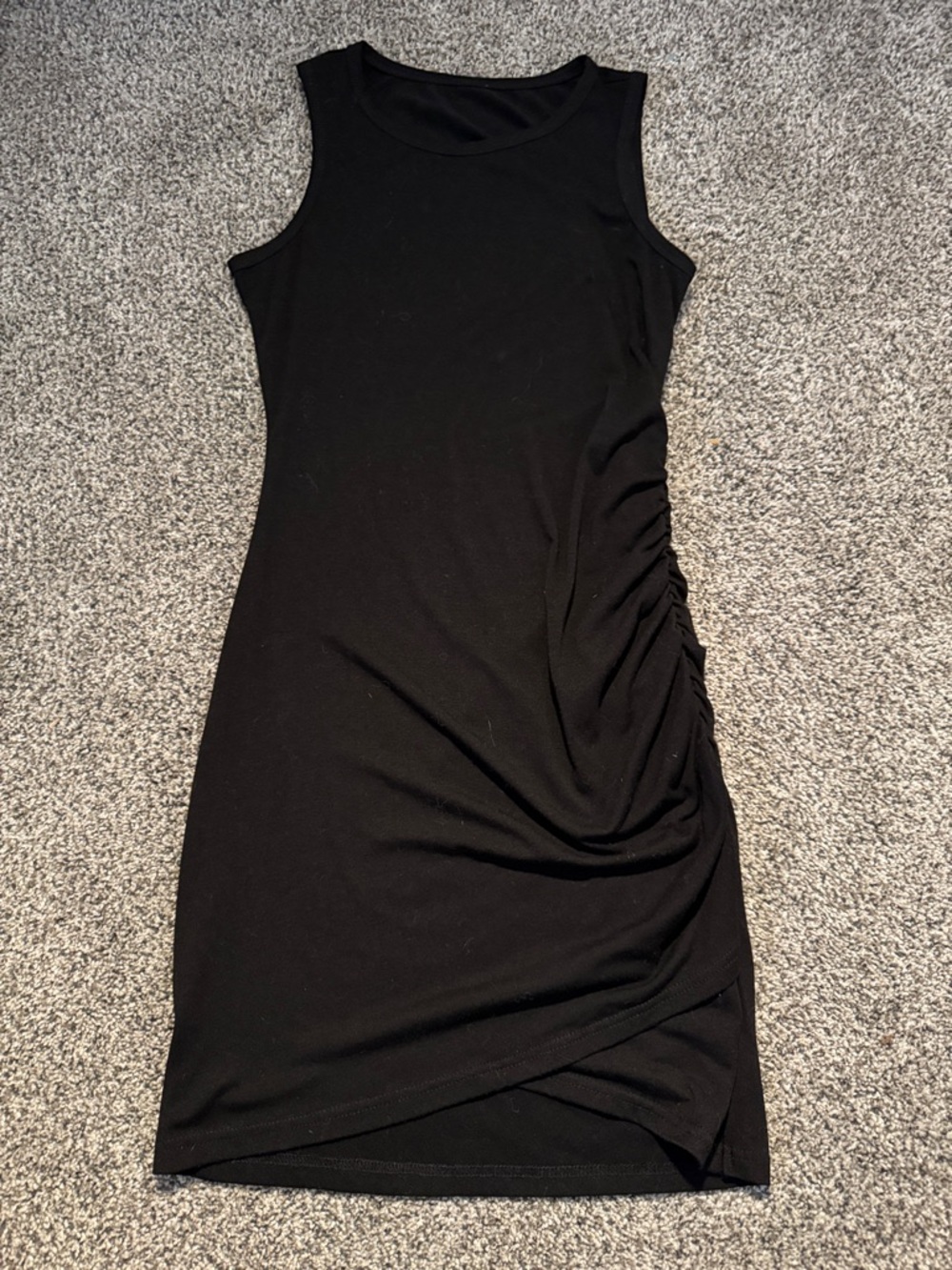 Sleeveless Black Ruched Side Bodycon Dress